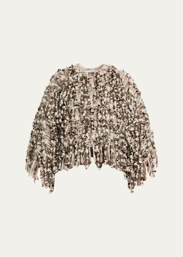 Embellished Curly Mohair Cape