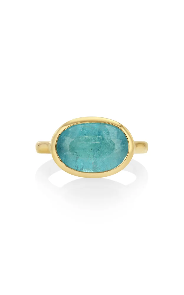 E-W Signature Bezel Ring in Sea Foam