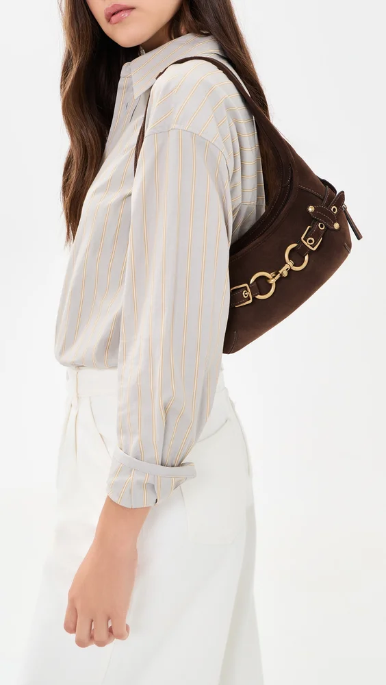 Belted Ergo Suede Shoulder Bag 26
