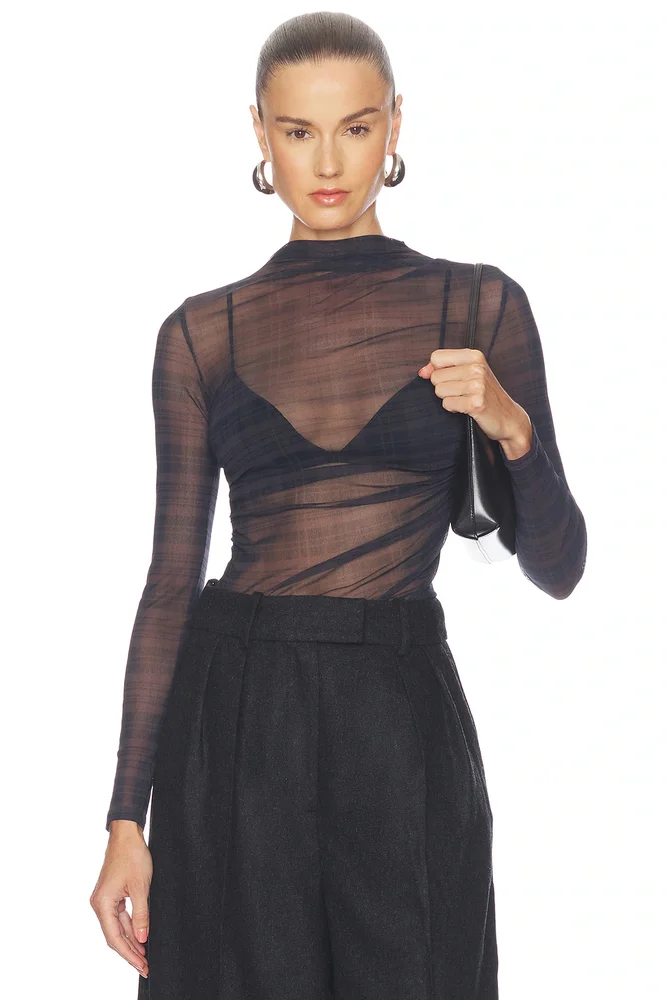 Mesh Longsleeve Twist Top