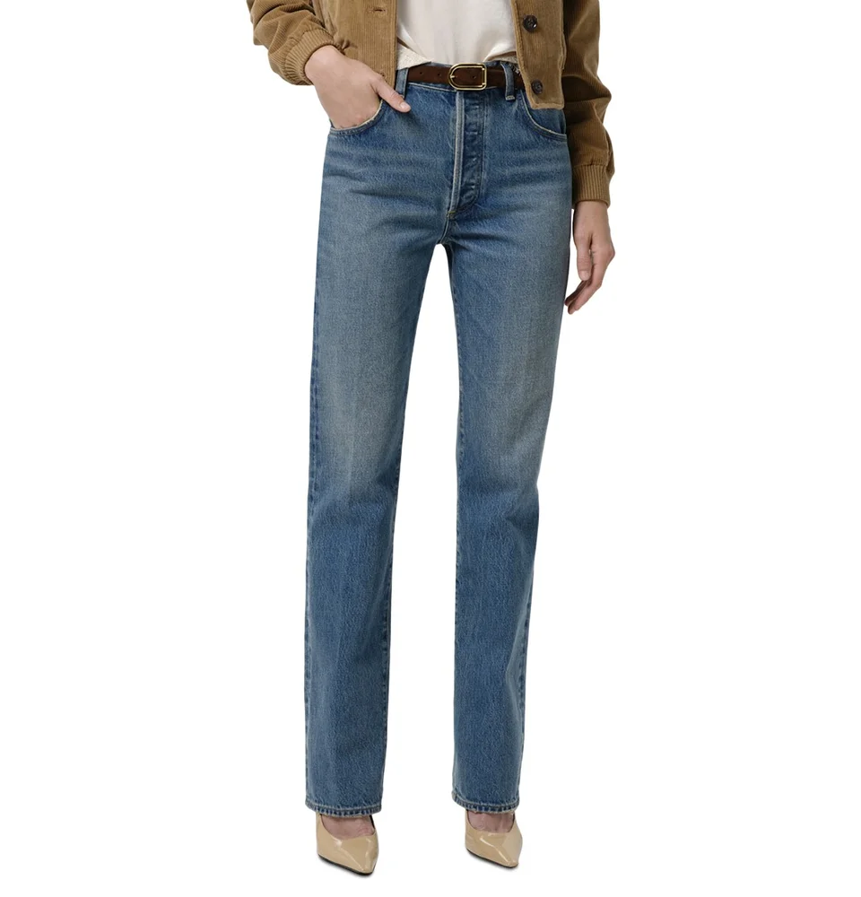 90s French High Rise Straight Jeans in Dirty Martini