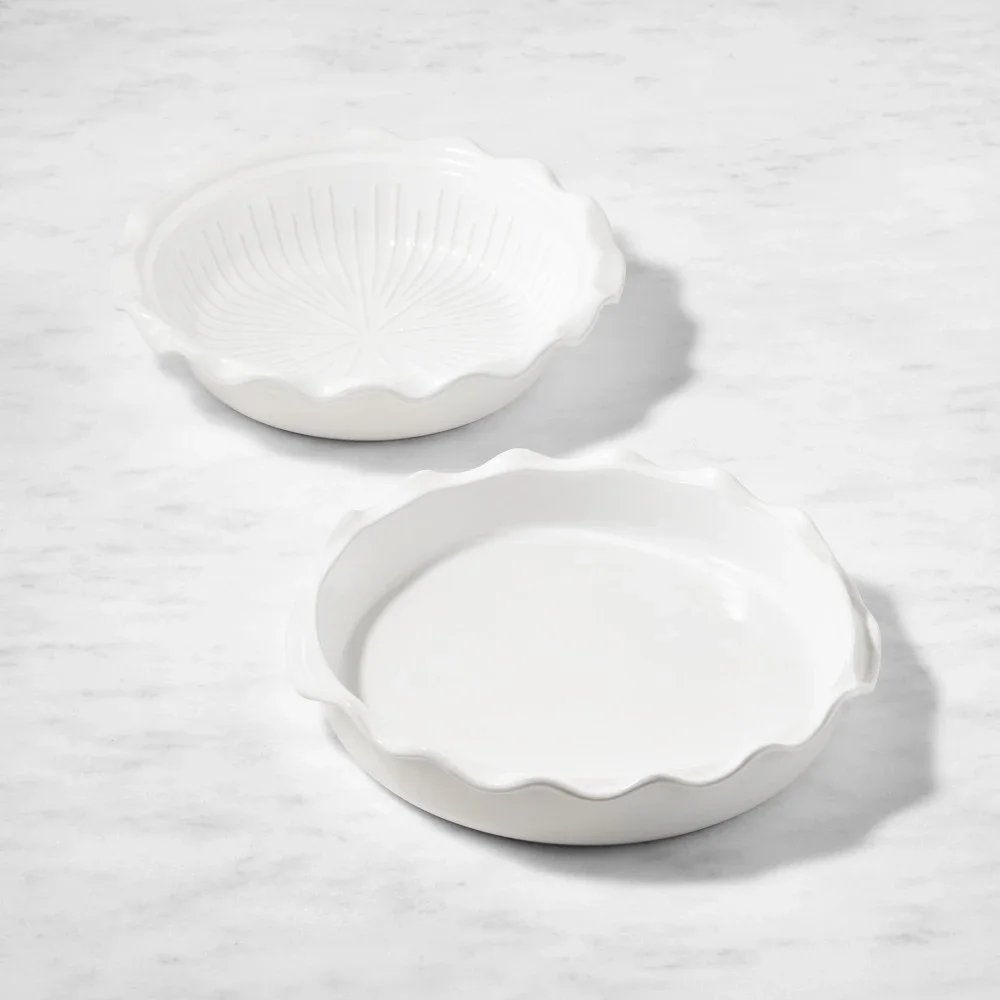 Emile Henry French Ceramic Bonjour Pie & Tart Dish Set
