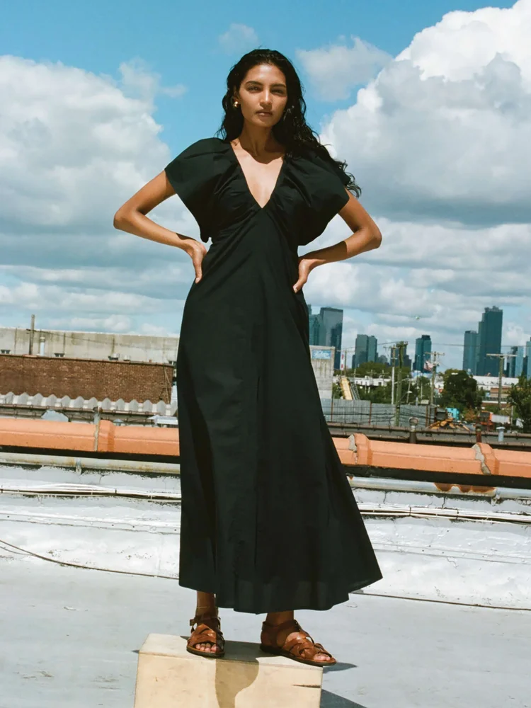 Faherty Coastal Poplin Bondhi Dress - Black