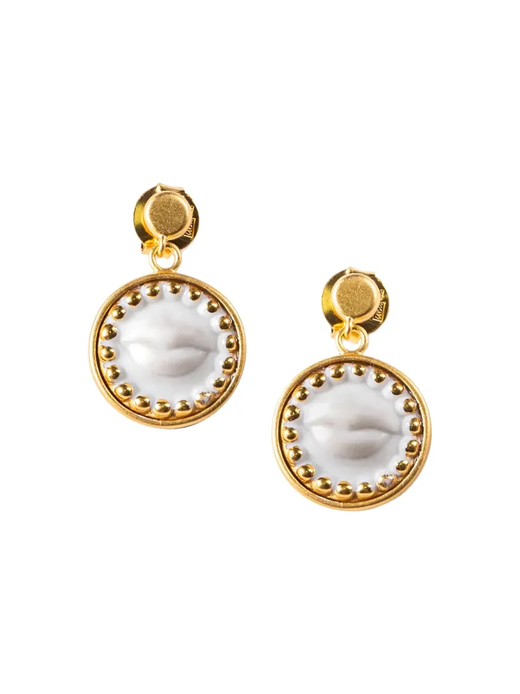 Kiss 18K-Gold-Plated & Porcelain Drop Earrings
