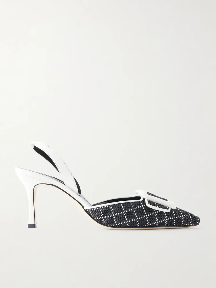 Mayslibi 70 woven leather slingback pumps