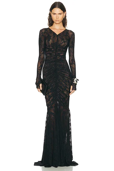 Shirred Front Fishtail Gown