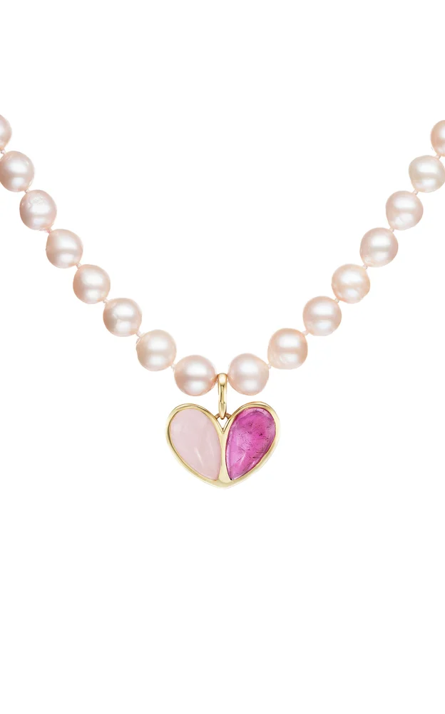 Mega Sweetheart 18K Yellow Gold, Pearl, Quartz And Rubellite Necklace