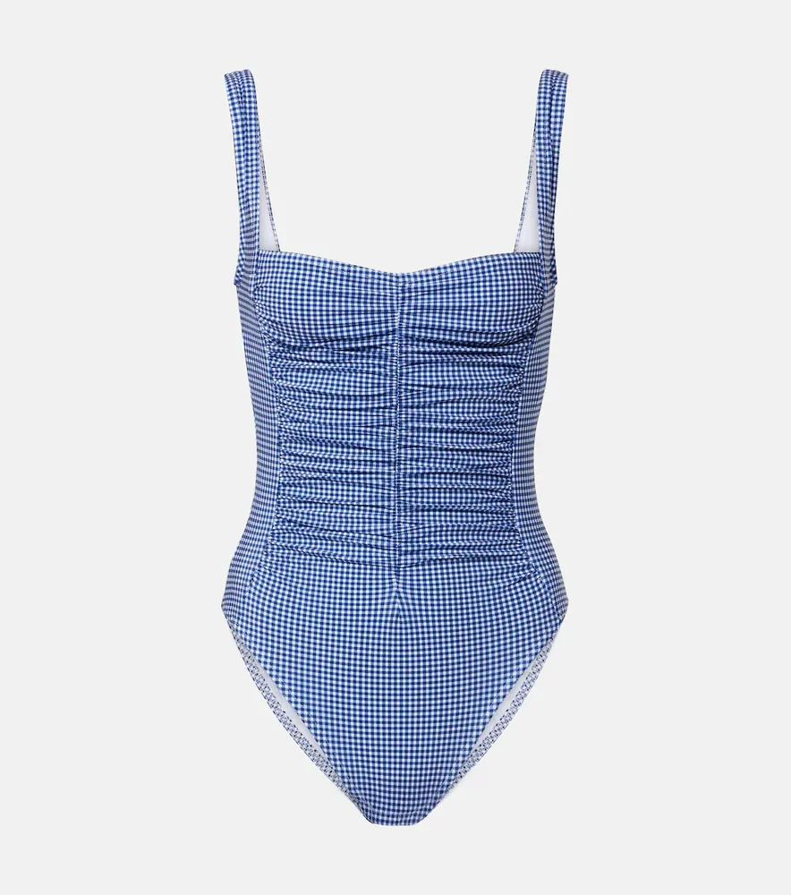 Gingham ruched swimsuit