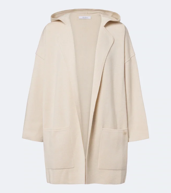 Hooded wool and cashmere cardigan
