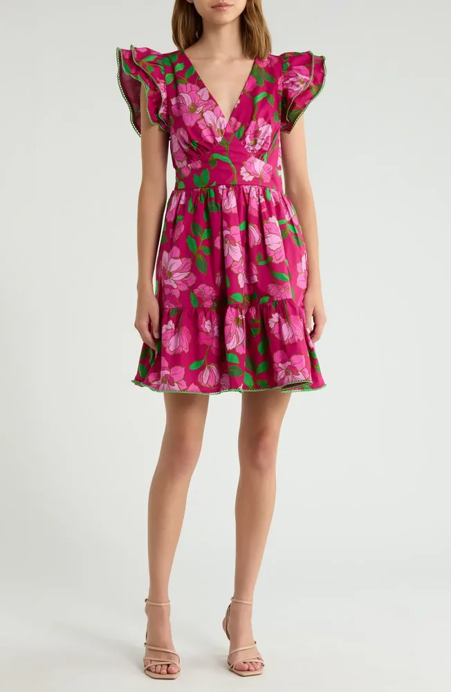 Surie Floral Ruffle Cotton Minidress