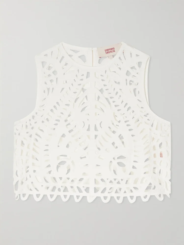 Ada Brisé cropped embroidered cotton top