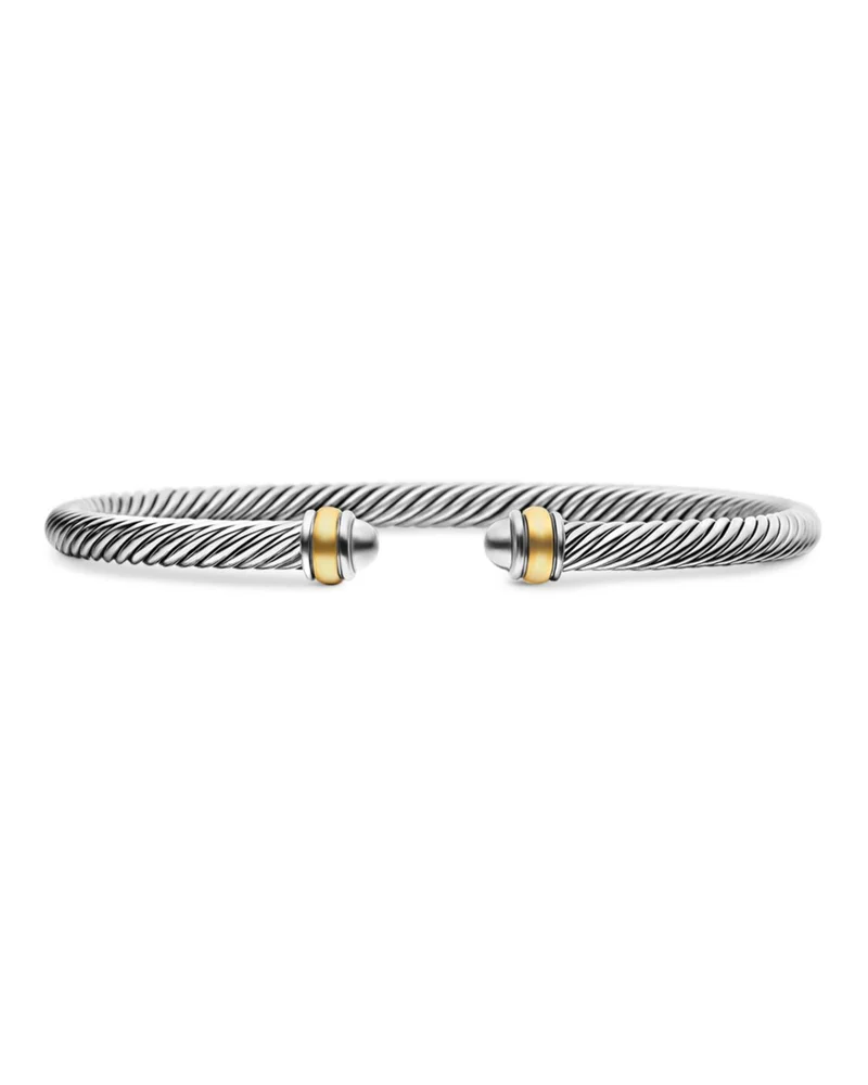Classic Cable Bracelet in Sterling Silver with 18K Gold, 4mm