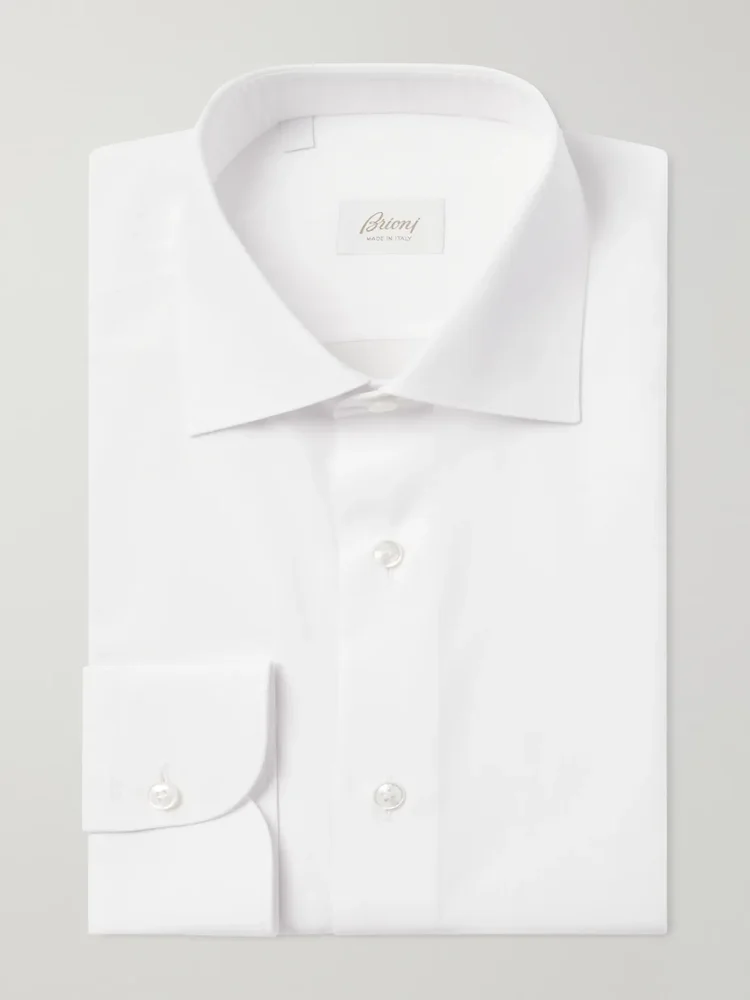 Cutaway-Collar Cotton Shirt