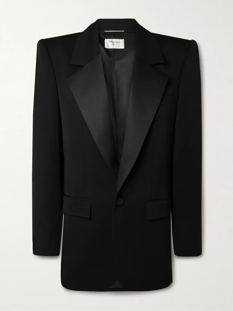 Grain de poudre wool and silk-satin blazer