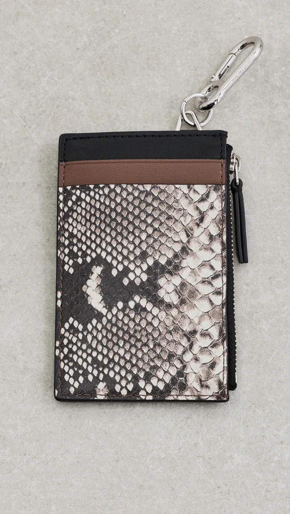 Snake Embossed Zip Card Holder