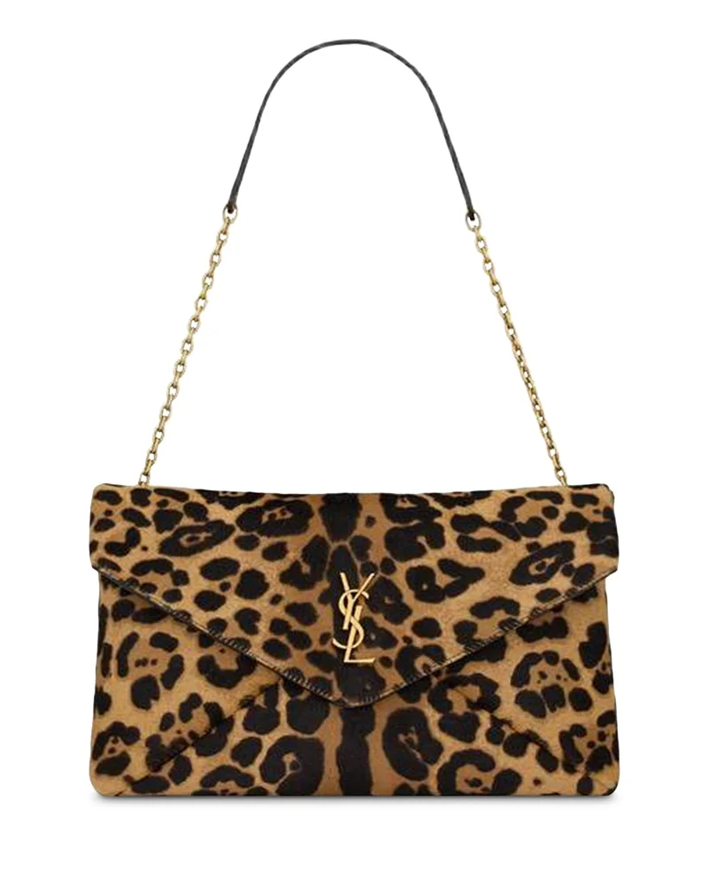 SAINT LAURENT Cassandre Pouch on Chain in Pony Hair Leather