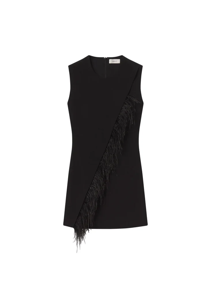 Beck Feather Trimmed Mini Dress