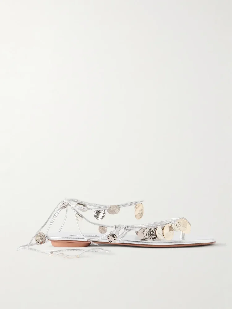 florin embellished leather thong sandals