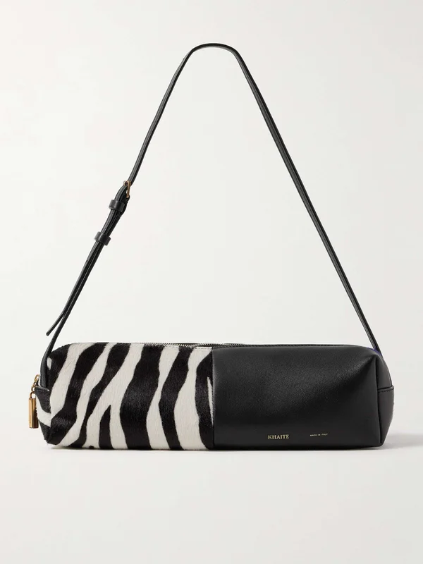 KHAITE Kye zebra-print calf hair and leather shoulder bag