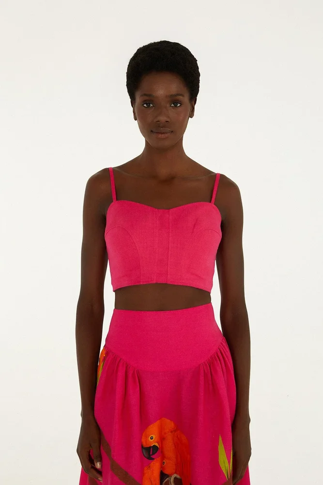 FARM RIO ACTIVE Pink Corset Top