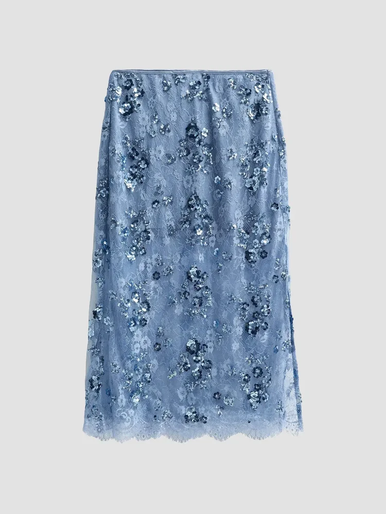 Aylin Sequined Lace Midi-Skirt