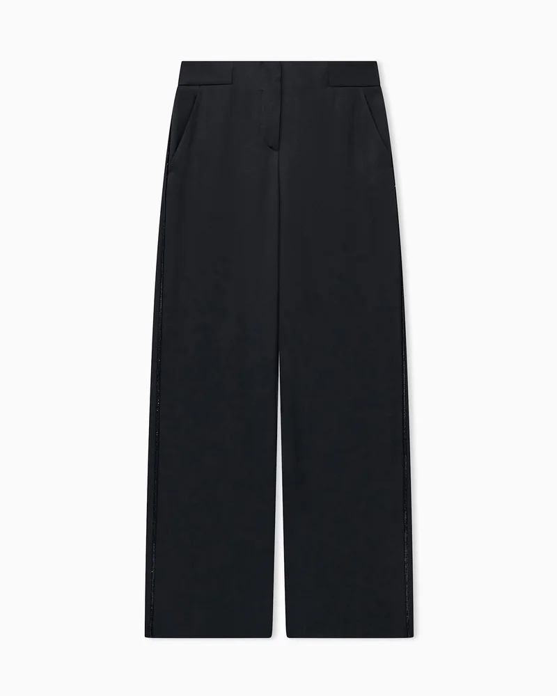 Embroidered trouser Sera regular fit satin rhinestone trim
