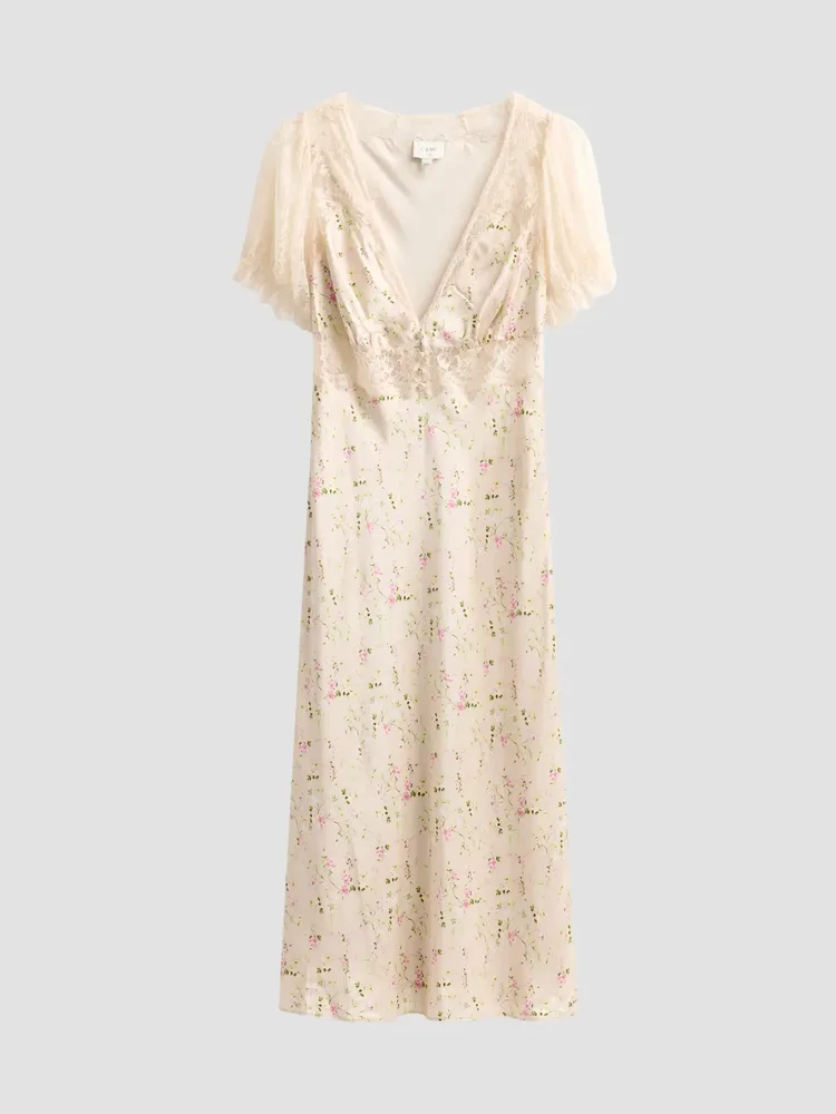 Dinah Floral Silk Midi Dress