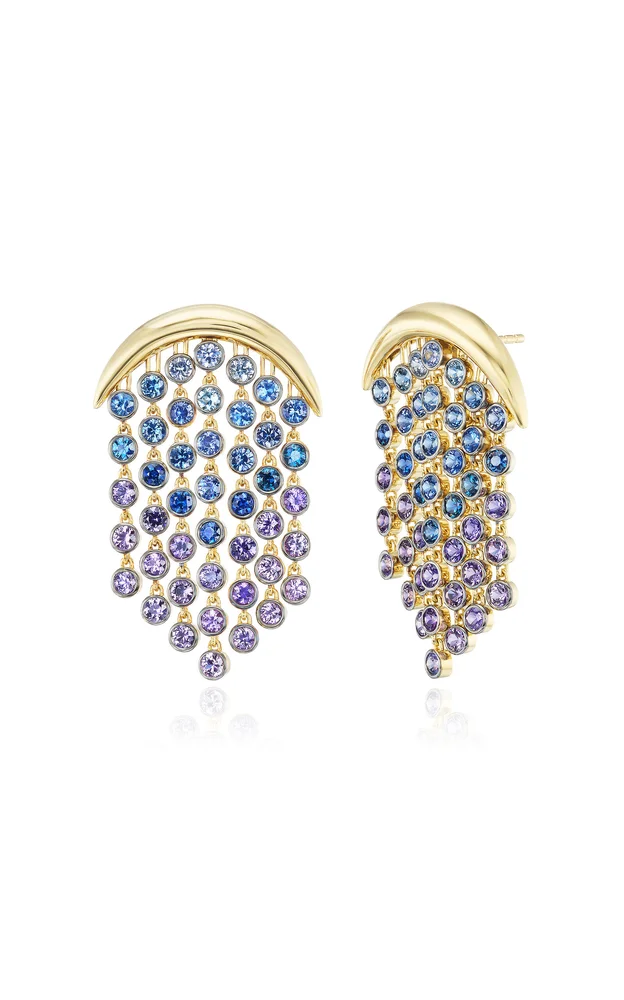 Fringe 18K Yellow And Black Gold Sapphire Earrings