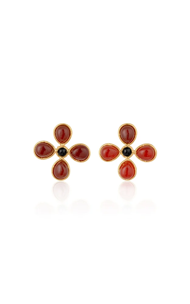 Gold Plated Pansy Earrings
