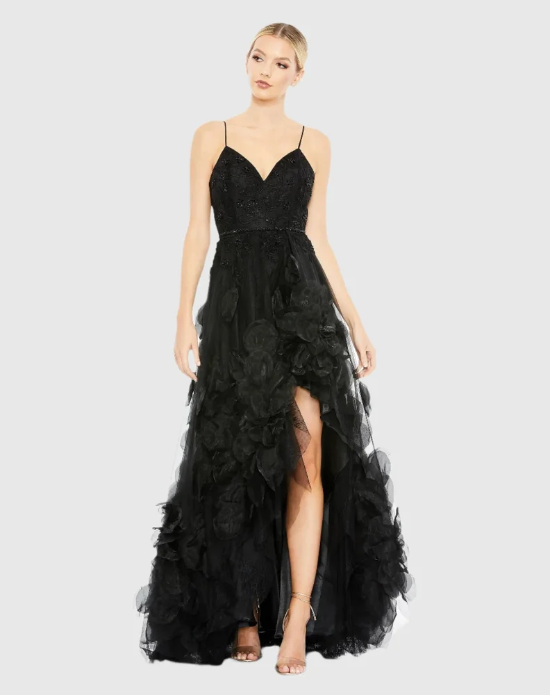 Cascade Drape Gown - Black