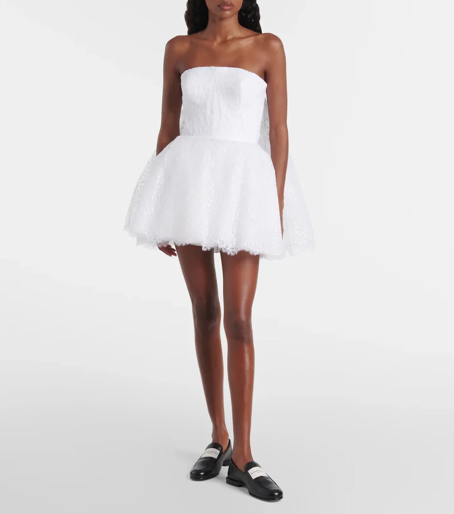 Caped lace bustier dress