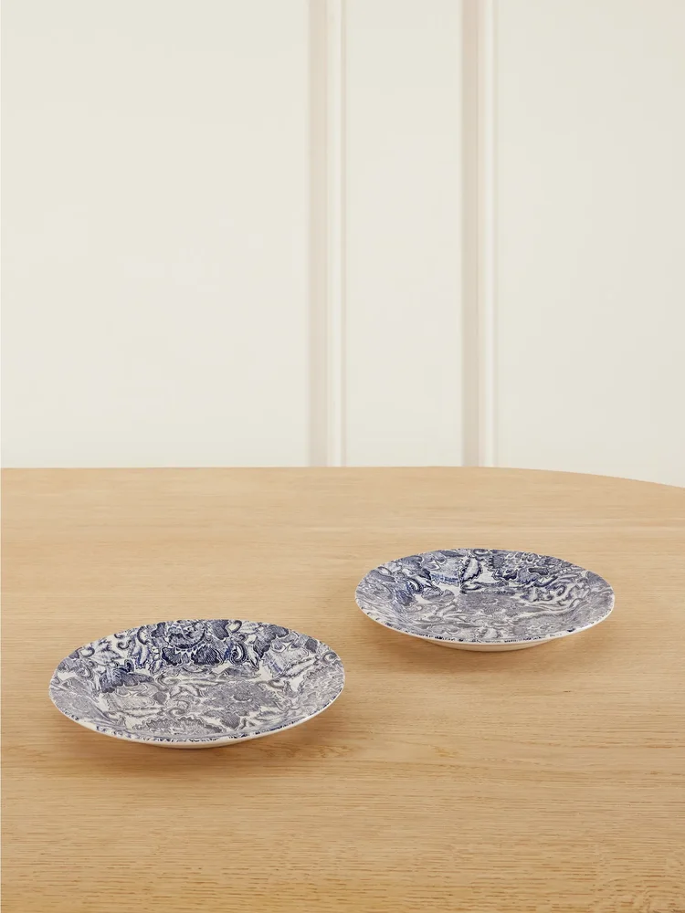 + Burleigh Faded Peony set of two painted earthenware plates