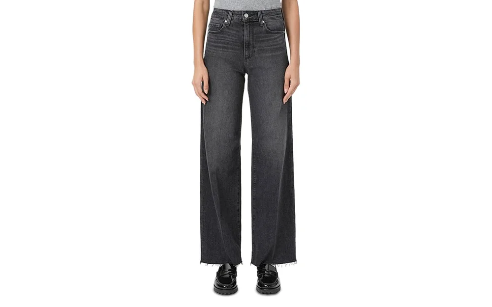 Anessa High Rise Wide Leg Jeans in Viper Black Distressed