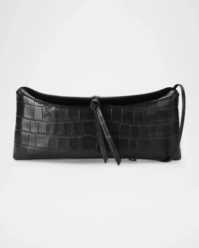 Eve Croc-Embossed Leather Clutch Bag