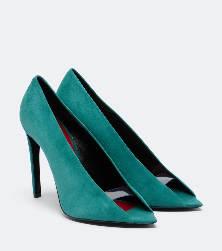 Révélé VLogo suede peep-toe pumps