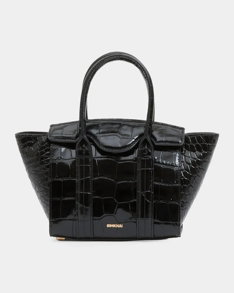 Nicola Mini Croc-Embossed Leather Tote Bag