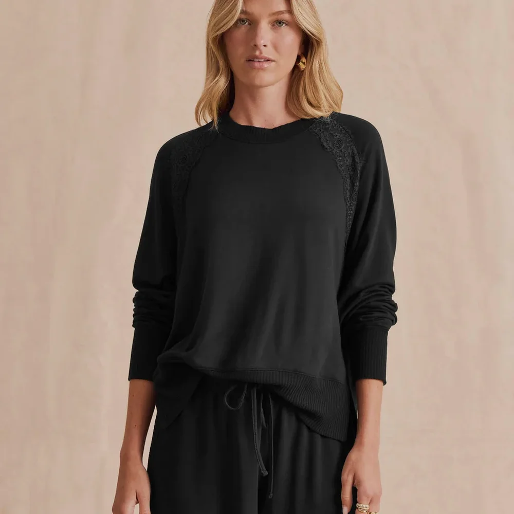 Supersoft Lace Trim Crewneck