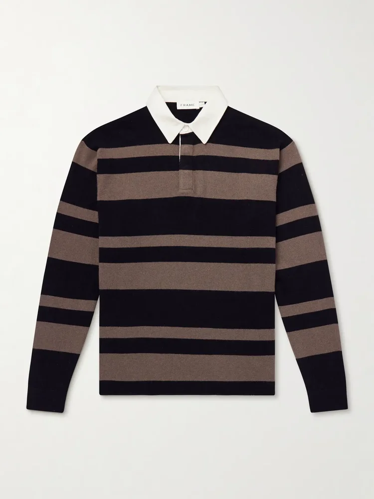 Striped Wool and Cashmere-Blend Polo Shirt