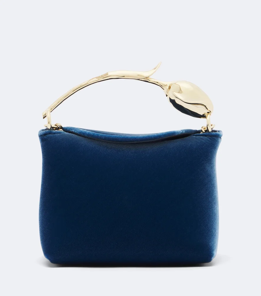 Bloom Micro velvet top-handle bag