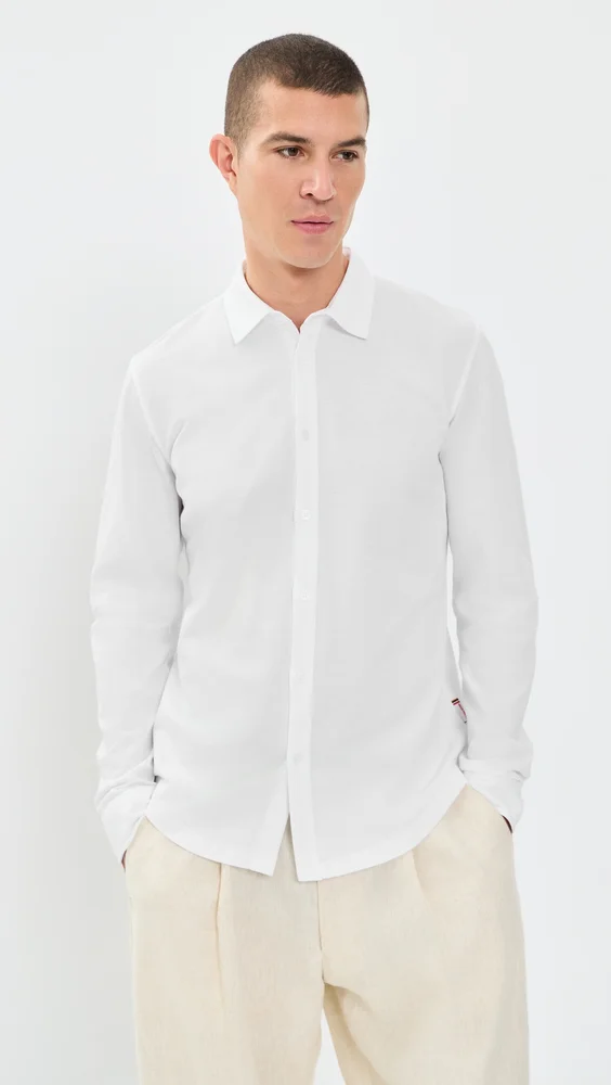 Giles Pique Knit Button Down