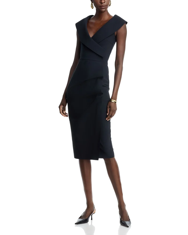 La Petite Robe Draped Faux Wrap Dress
