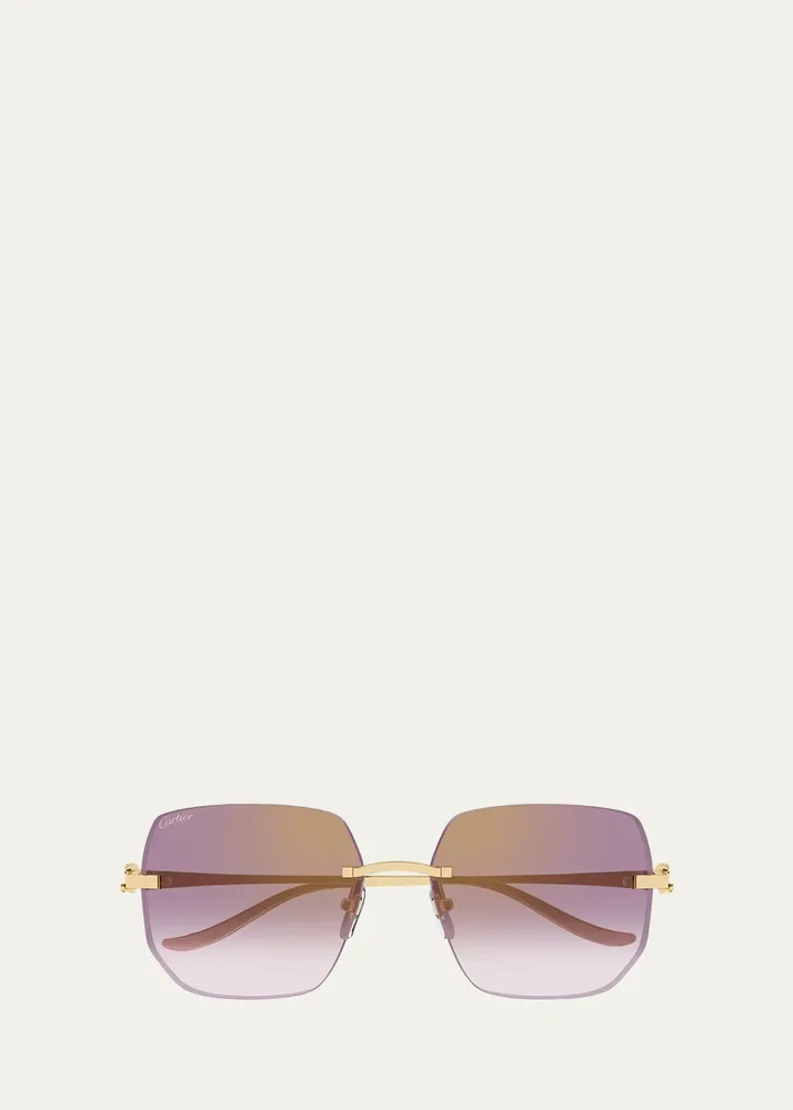 Rimless Metal Butterfly Sunglasses