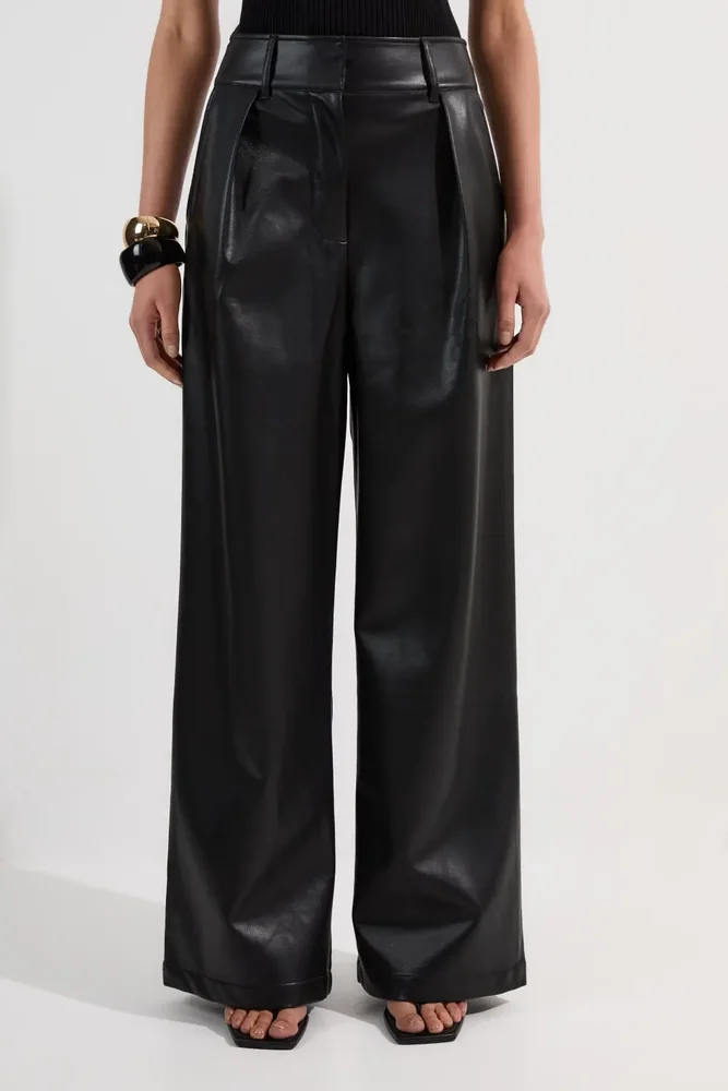 Faux Leather Wide Leg Pants