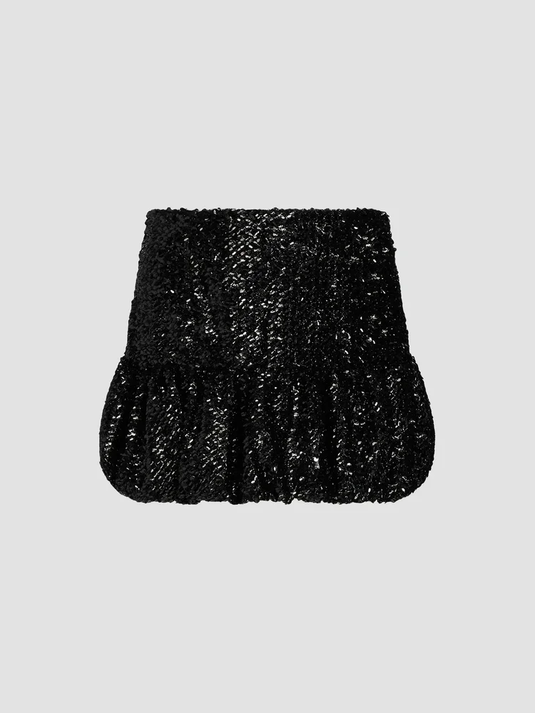 Branka Sequined Drop-Waist Miniskirt in Nero