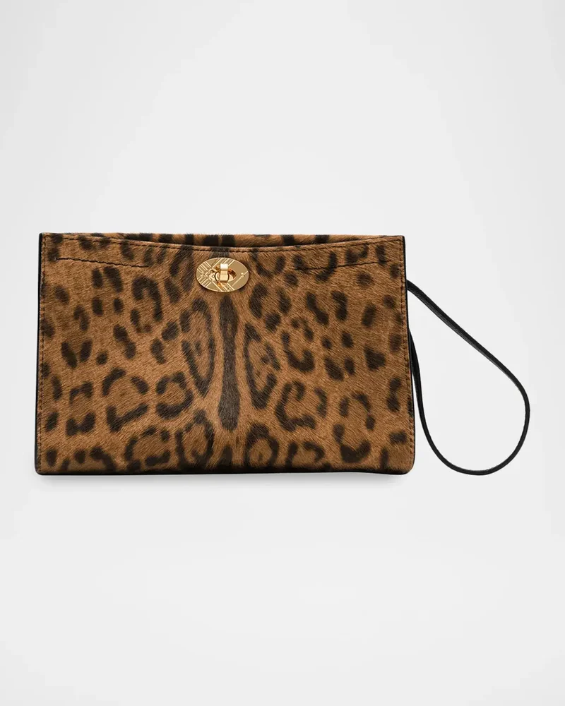 Cotswolds Leopard-Print Calf Hair Pouch Bag