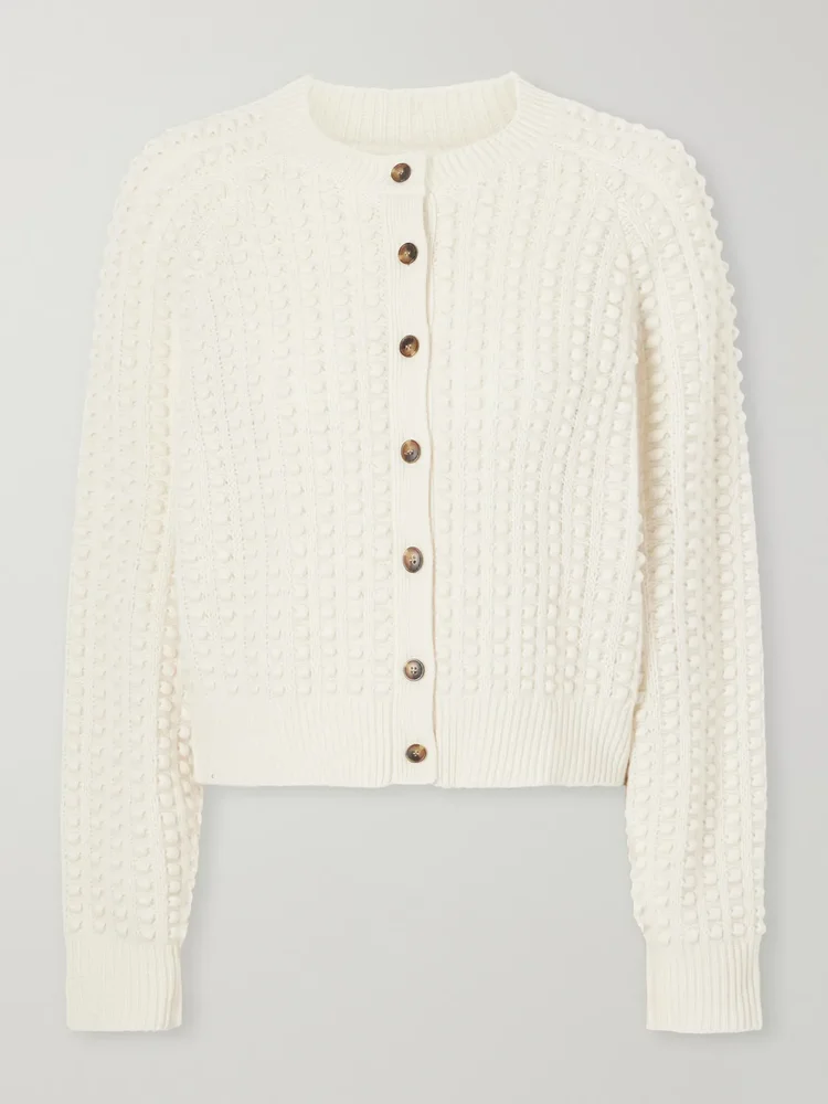 Edie bubble-stitch cashmere cardigan