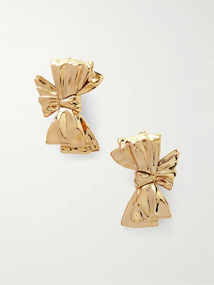 Bow gold-plated clip earrings