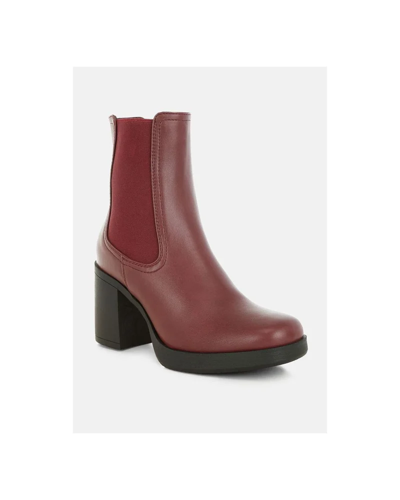 Chelsea Boots Round Toe Platform Block Heel Ankle Boots