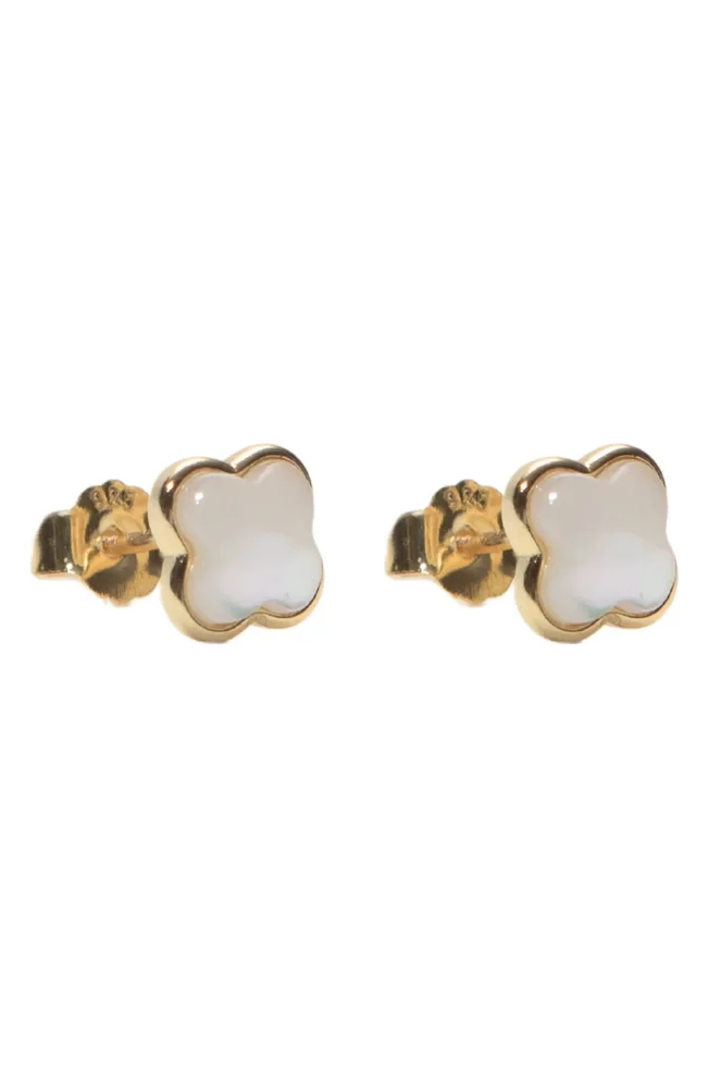 Mother-of-Pearl Clover Stud Earrings