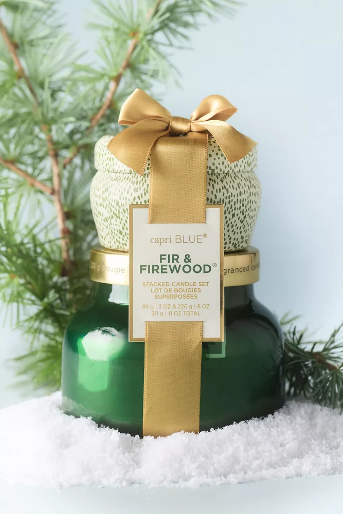 Fir & Firewood Stacking Candle Gift Set